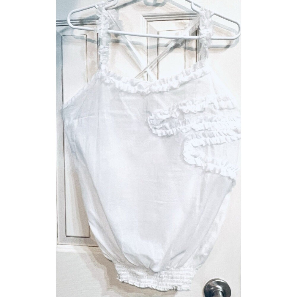 Vigoss Collection NWT White Ruffle Sleeveless Top L Cottagecore Boho Prairie